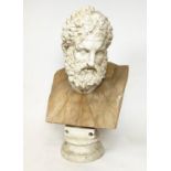 BUST OF HERCULES, after the antique, painted composite, 98cm H x 64cm W.