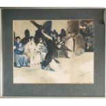 ALEXANDRE LUNDIS (1863-1916), 'Les Pawaderos', lithographic print, 43cm x 36cm, signed and dated