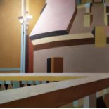 JAMES ARNOLD MARTIN (1931-2015), 'Architectural Abstract', oil on board, 120cm x 120cm.