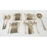 SILVER CANTEEN OF CUTLERY, Exeter 1881, makers mark ‘Sorley’, comprising 22 dinner forks, 15 table