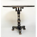 CHINESE EXPORT CENTRE TABLE, 90cm W x 80cm H, 19th century, black lacquered and profusely gilt
