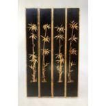 CHINESE SCREEN CABINET, 66cm W x 122cm H x 36cm D, black lacquered with gilt bamboo tree decoration,