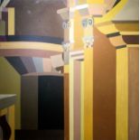 JAMES ARNOLD MARTIN (1931-2015), 'Architectural Abstract', oil on board, 120cm x 120cm.