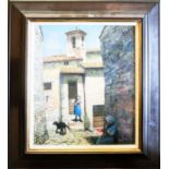 CHRISTOPHER HALL (1930-2016) RBA RCA, 'Elcito'(Italy), oil on board, 33cm x 27cm, signed and dated