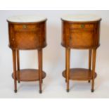 TABLES DE NUIT, a pair, 86cm H x 45cm W x 35cm D, French inlaid satinwood, circa 1895, each with