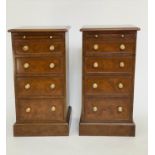 BEDSIDE CHESTS, a pair, 39cm W x 37cm D x 74cm H, George III design, figure yewwood, each with