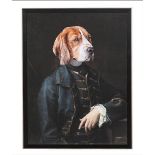 PORTRAIT OF 'LORD BARKER', print, framed and glazed, 105cm x 82cm.