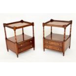 LAMP TABLES, a pair, 48cm W x 42cm D x 65cm H, George III design mahogany, each with two tiers and