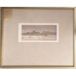 HARRY BAINES, (1910-1995), 'Deccan Hills', acrylic on paper, 10cm x 25cm, signed, framed. (Subject