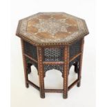 HOSHIARPUR OCCASIONAL TABLE, 51cm W x 51cm H, 19th century North Indian, octagonal bone inset,