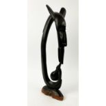 MAKONDE, 'Spirit', carved wood figure, 47cm H.