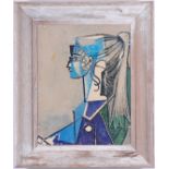 PABLO PICASSO, Sylvette, off set Lithograph on board, glazed, vintage French frame, 63cm x 53cm.