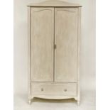 WARDROBE, French style grey painted with two doors enclosing hanging and a drawer, 90cm W x 184cm