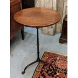 LAMP TABLE, 50cm D x 75cm H, Victorian mahogany, circa 1850, with a circular top on wrought iron
