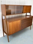 NATHAN CABINET, 1960s teak and afromosia, with glazed doors, cabinet doors and reeded drawers, 127cm