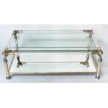 LOW TABLE, 120cm x 73cm D x 40cm H, Hollywood Regency style, Lucite top on gilt metal frame, with