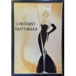 CHAMPAGNE POSTER, 'L'instant Taittinger', 178cm x 124cm overall, framed.