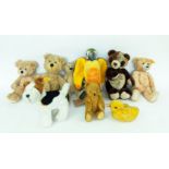 STEIFF TEDDY BEARS, a collection of seven Steiff teddies including, three teddies, a panda, a