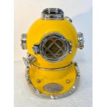 DISPLAY DIVING HELMET, decorative reproduction US Navy design, lacquered yellow finish, 46cm x