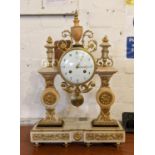 MANTEL CLOCK, by 'Robin Paris' 19th century, white marble, gilt metal and brass clock case, eight