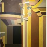 JAMES ARNOLD MARTIN (1931-2015), 'Architectural Abstract', oil on board, 120cm x 120cm.