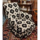 ARMCHAIR, 84cm W x 89cm H, from Pimpernel and Partners with black and white velvet and linen loose