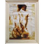 20TH CENTURY SCHOOL, nude study print on canvas, framed and glazed, 145cm x 110cm overall.
