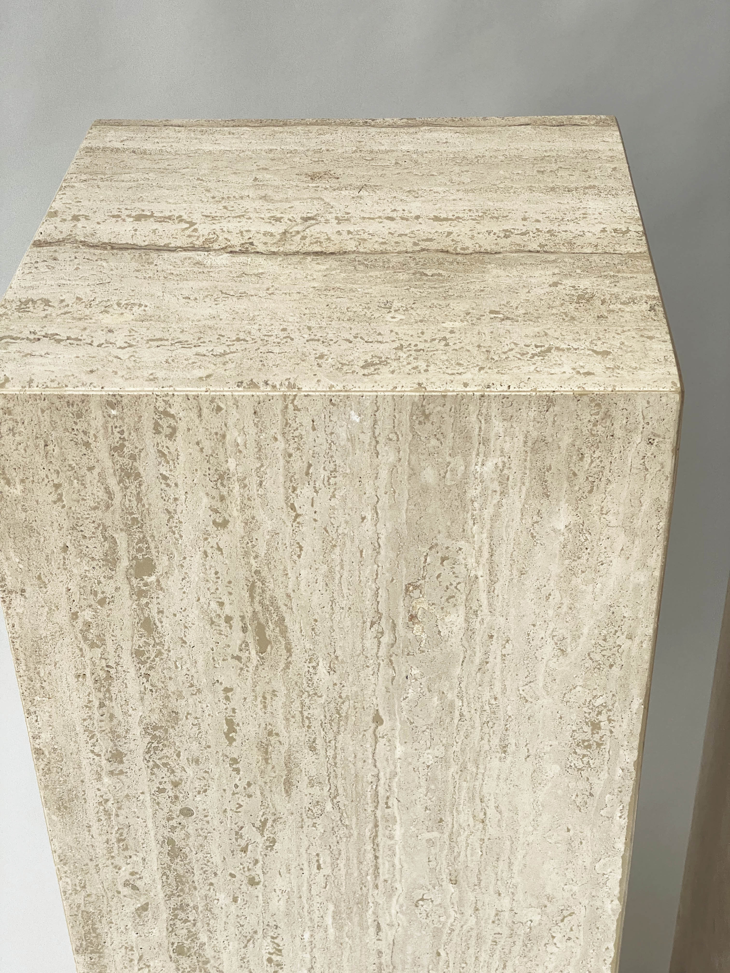 PEDESTALS, a pair, 1970s Italian travertine marble, 35cm x 35cm x 90cm H. - Bild 14 aus 14