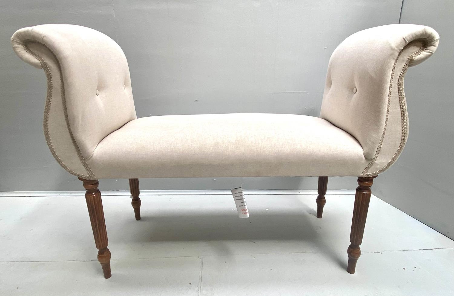 WINDOW SEATS, a pair, 76cm H x 104cm W x 40cm D, 1950s Italian style, neutral upholstered. (2) - Bild 6 aus 11