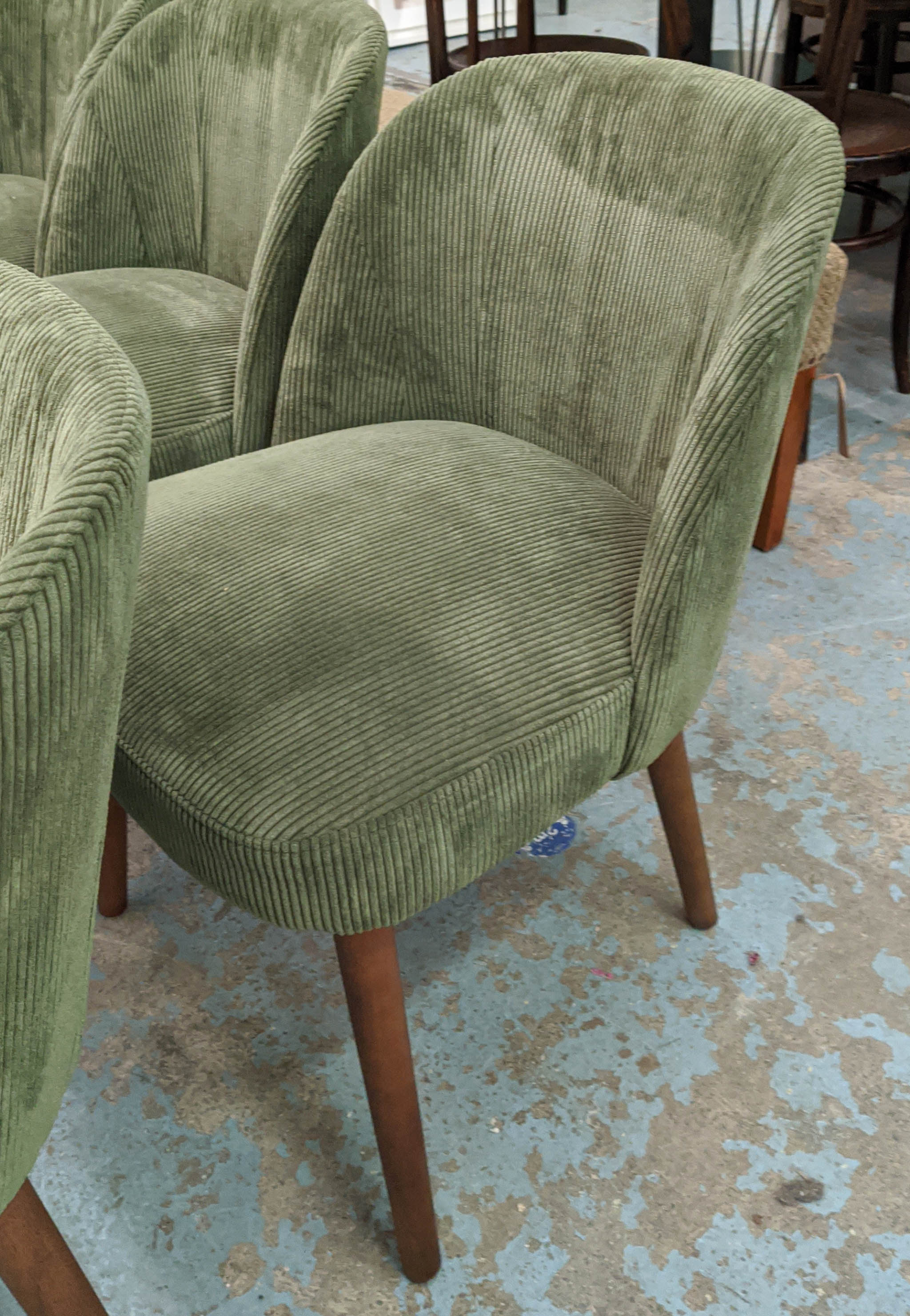 MADE.COM SWINTON CHAIRS, 75cm H, a set of six, with sage corduroy velvet upholstery. (6) - Bild 7 aus 11