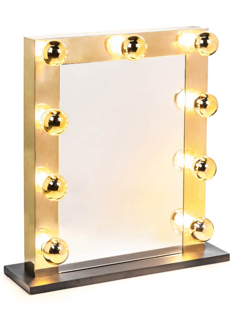 HOLLYWOOD STYLE DRESSING MIRROR, gilt frame with light up accents, 70cm x 120cm, glass 65cm x 45cm.