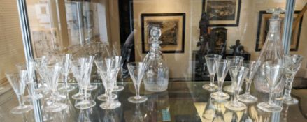 COLLECTION OF LATE 18TH CENTURY AND EARLY 19TH CENTURY GLASSWARE, comprising George III decanter,