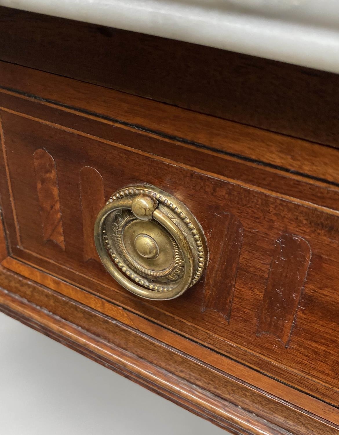 SIDE TABLE, BY EDWARDS & ROBERTS, 107cm W x 76cm H x 54cm D, late 19th century Sheraton revival, - Bild 10 aus 12