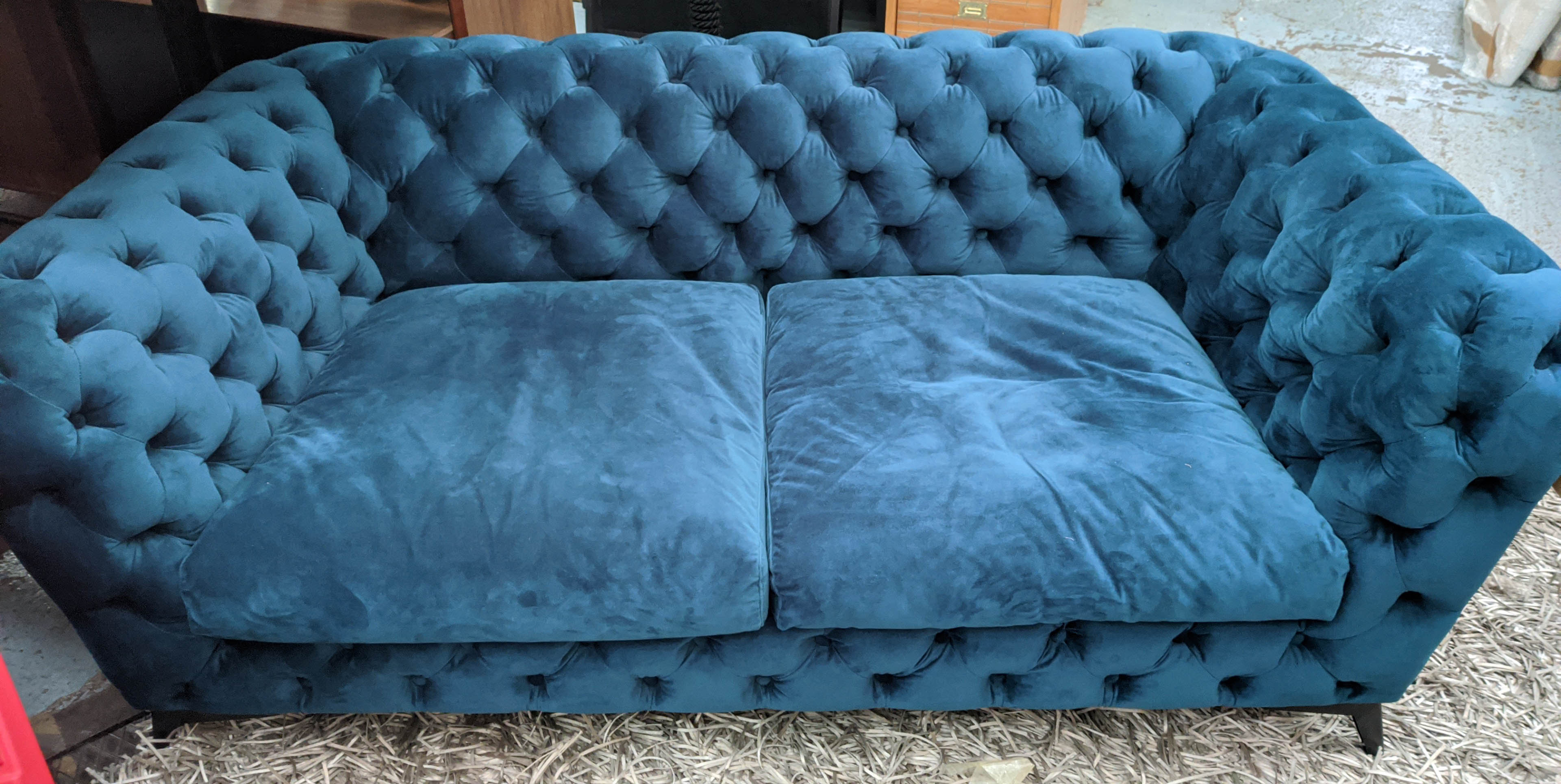MADE.COM SLOAN SOFA, 180cm W, with sea foam blue velvet upholstery. - Bild 5 aus 11