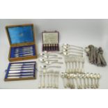 QUANTITY OF SILVER AND PLATE, including six Victorian silver forks by Samuel Hayne and Dudley Cater,