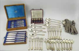 QUANTITY OF SILVER AND PLATE, including six Victorian silver forks by Samuel Hayne and Dudley Cater,