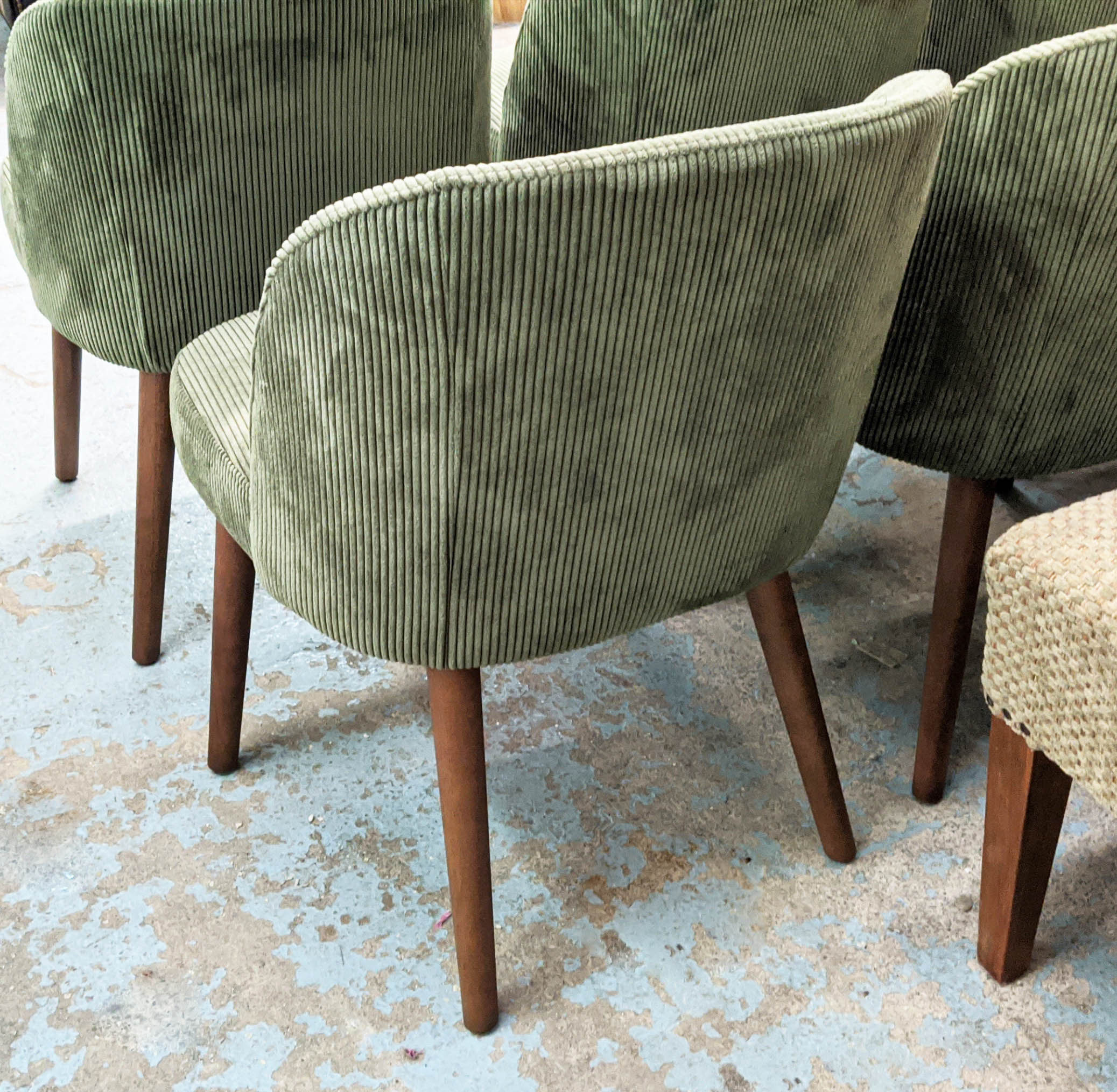 MADE.COM SWINTON CHAIRS, 75cm H, a set of six, with sage corduroy velvet upholstery. (6) - Bild 11 aus 11