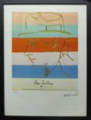 ANDY WARHOL 'Jean Cocteau', lithograph, from Leo Castelli gallery, stamped on reverse, edited by