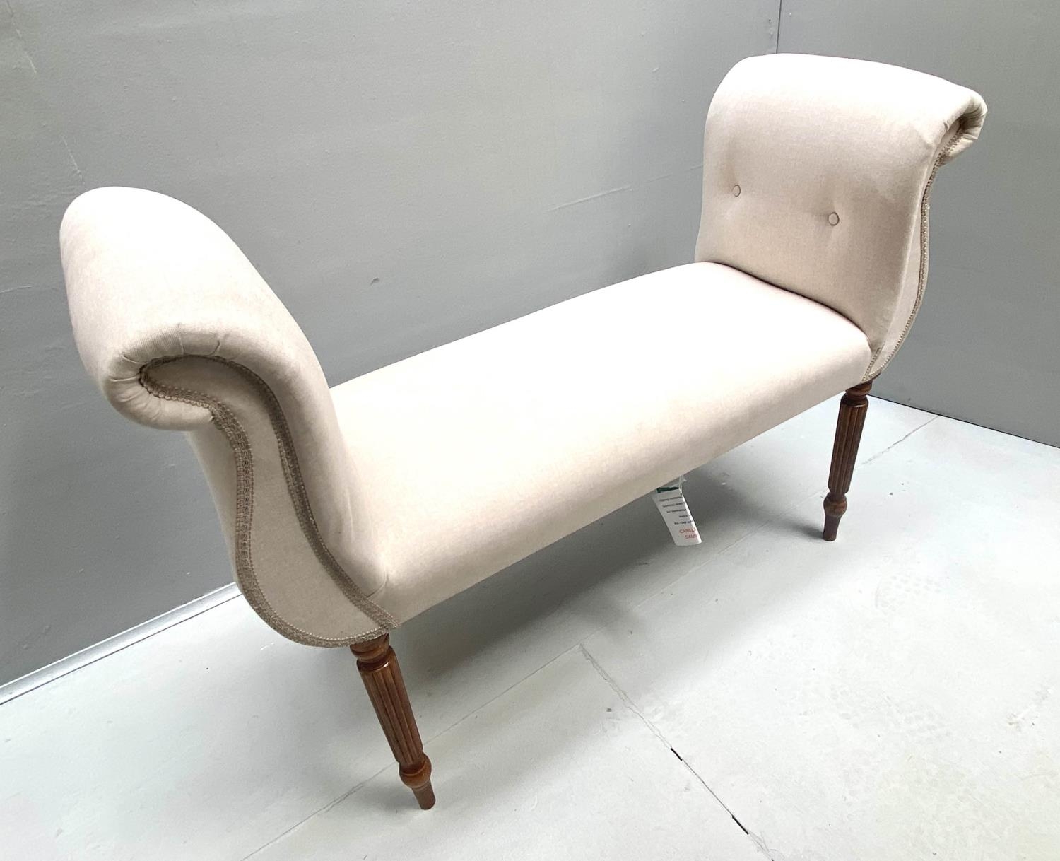 WINDOW SEATS, a pair, 76cm H x 104cm W x 40cm D, 1950s Italian style, neutral upholstered. (2) - Bild 8 aus 11