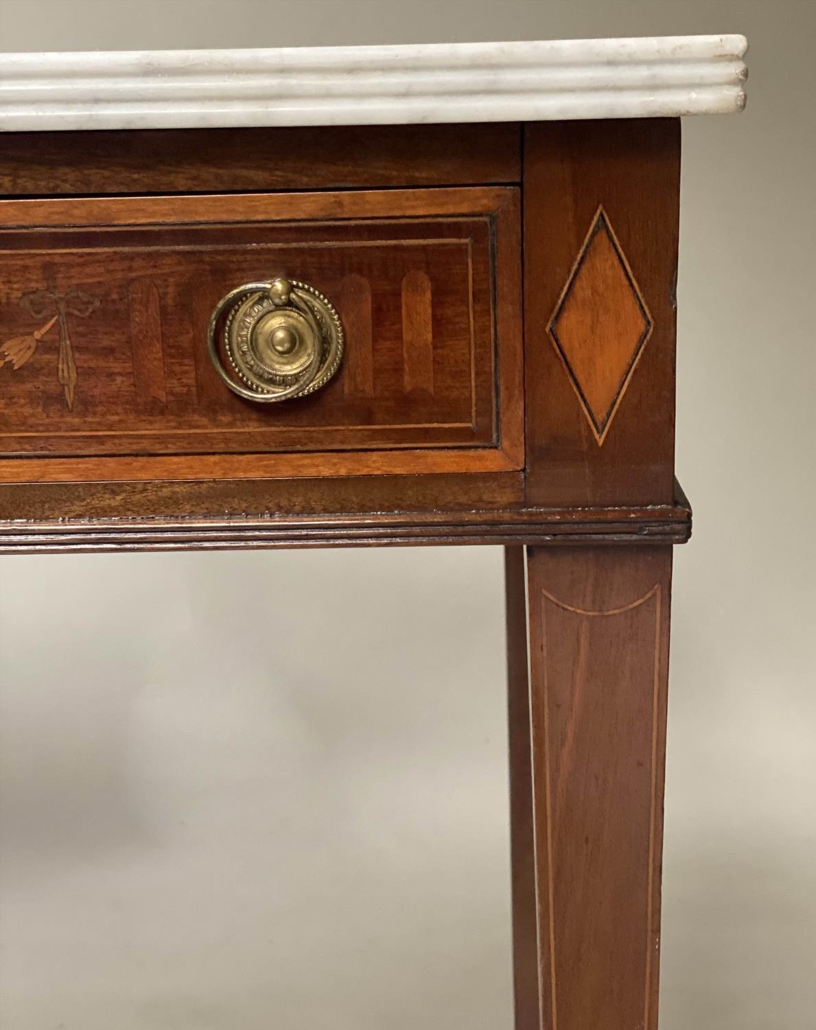 SIDE TABLE, BY EDWARDS & ROBERTS, 107cm W x 76cm H x 54cm D, late 19th century Sheraton revival, - Bild 5 aus 12