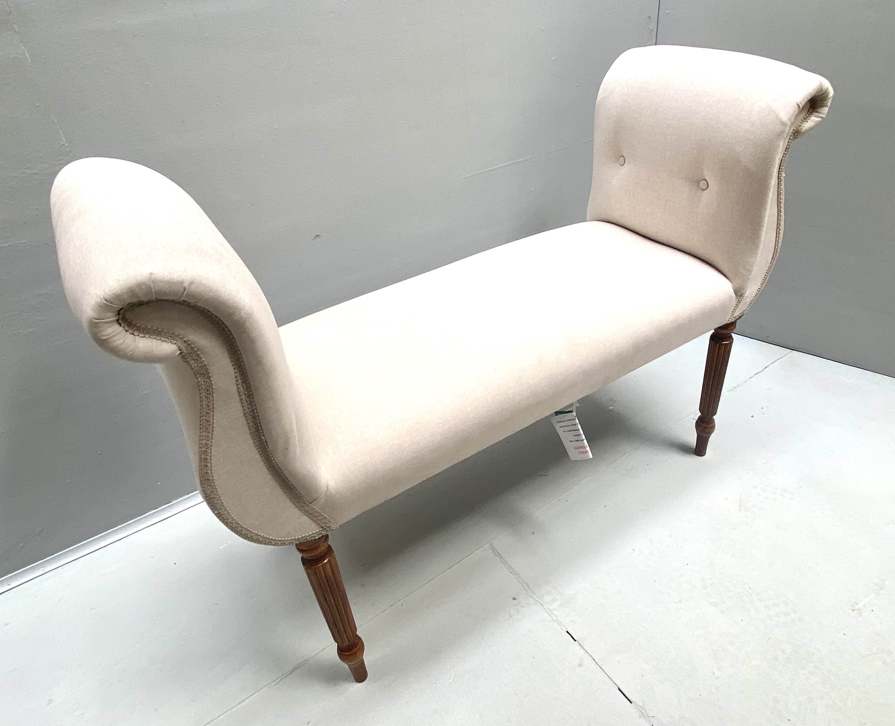 WINDOW SEATS, a pair, 76cm H x 104cm W x 40cm D, 1950s Italian style, neutral upholstered. (2) - Bild 9 aus 11