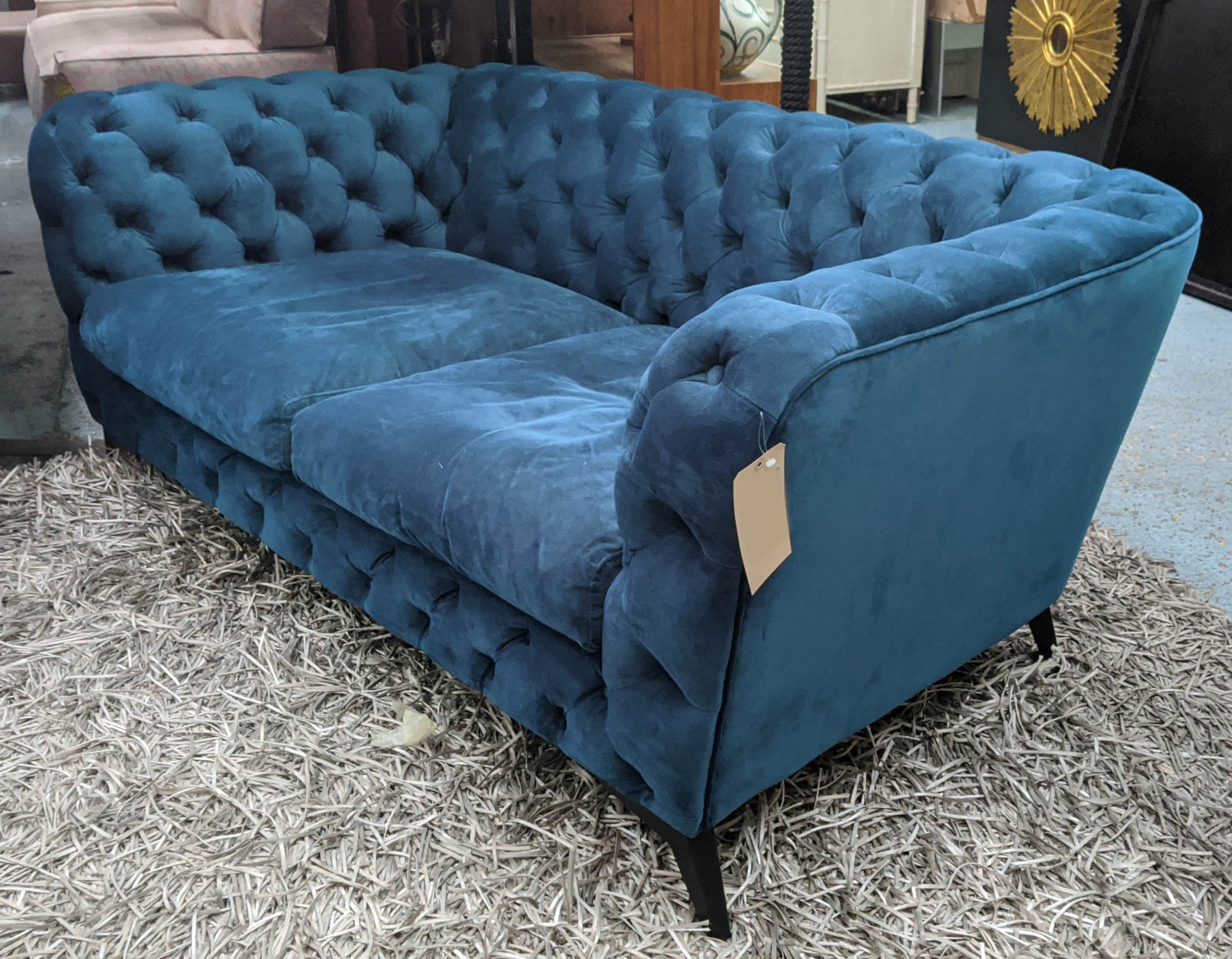 MADE.COM SLOAN SOFA, 180cm W, with sea foam blue velvet upholstery. - Bild 3 aus 11