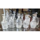 DECANTERS, a collection of ten, various cut glass decanters, early 19th century some with