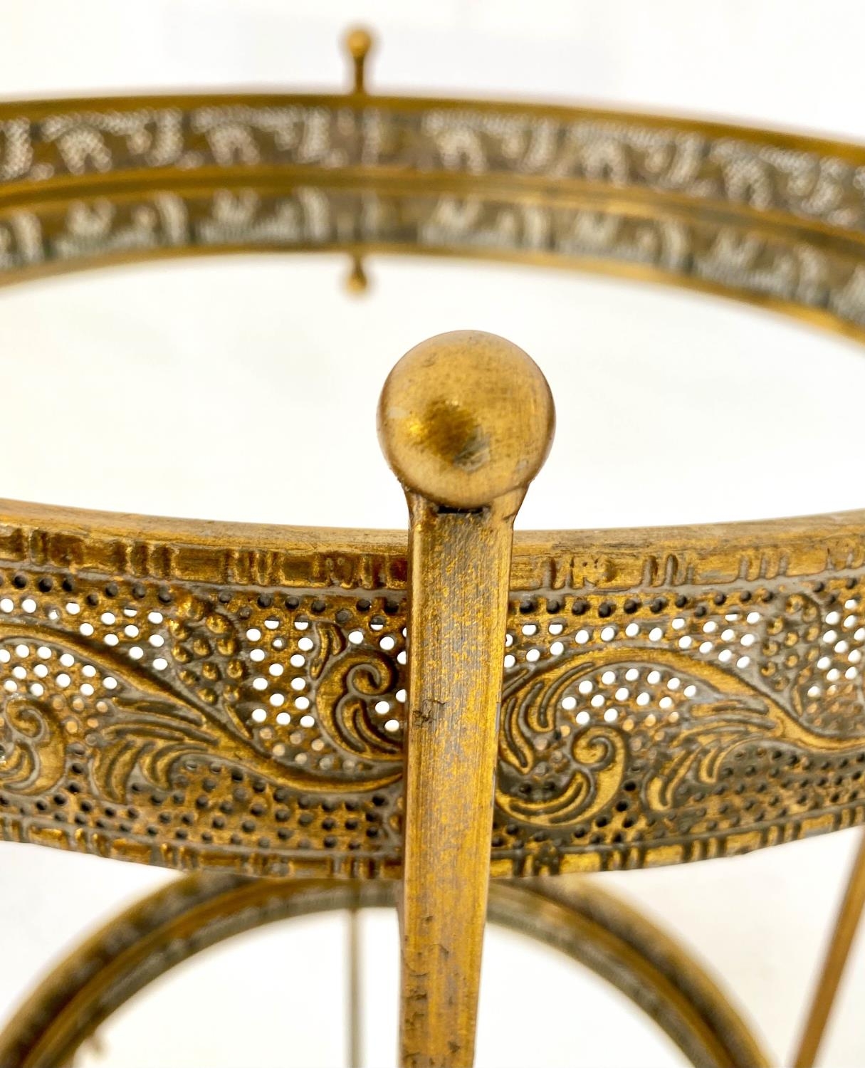 SIDE TABLES, pair, Maison Jansen style, 63cm high, 48cm diameter, gilt metal surrounds, mirrored - Bild 2 aus 7