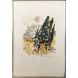 MAURICE ELI SARTHOU (France 1911-1999) 'Paysage from Le Toureau' lithograph 55cm x 37cm, signed