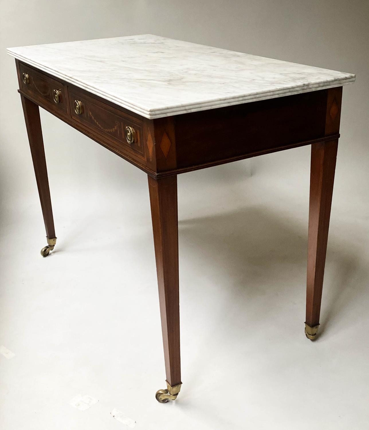 SIDE TABLE, BY EDWARDS & ROBERTS, 107cm W x 76cm H x 54cm D, late 19th century Sheraton revival, - Bild 8 aus 12