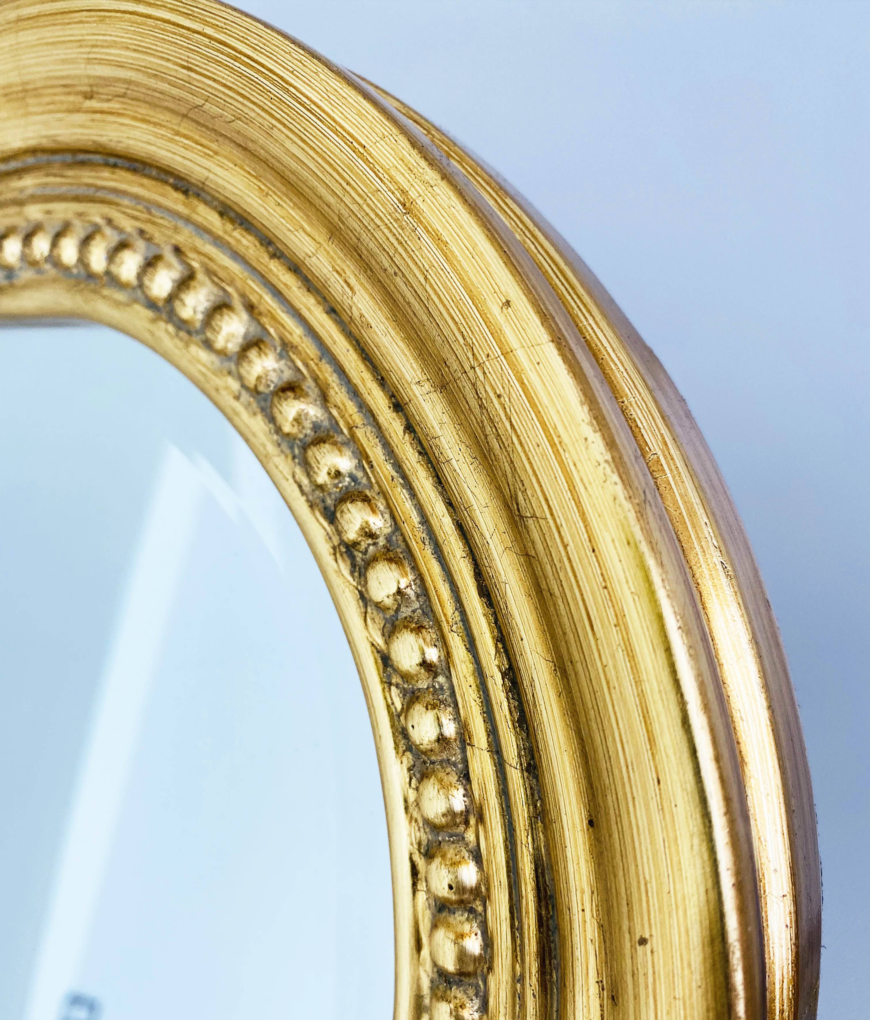 LONG PHILIPPE STYLE CHEVAL MIRROR, gilt frame, 163cm x 64cm. - Bild 4 aus 4