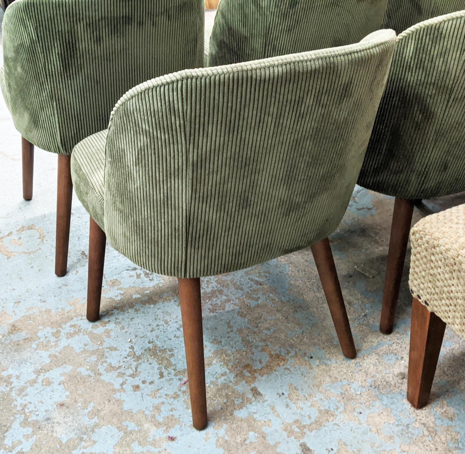 MADE.COM SWINTON CHAIRS, 75cm H, a set of six, with sage corduroy velvet upholstery. (6) - Bild 10 aus 11