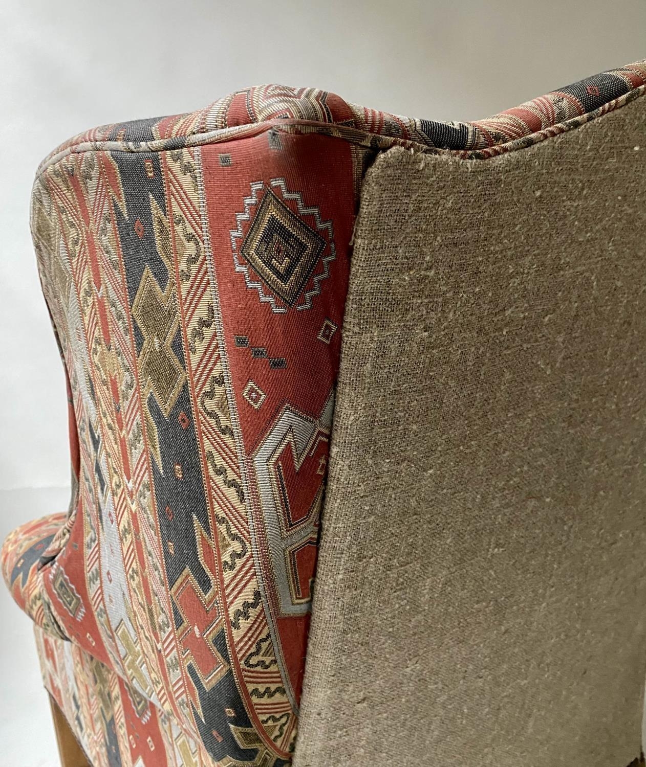 KILIM STYLE WING ARMCHAIR, George III design mahogany, with patterned woven upholstery, 80cm W. - Bild 2 aus 5