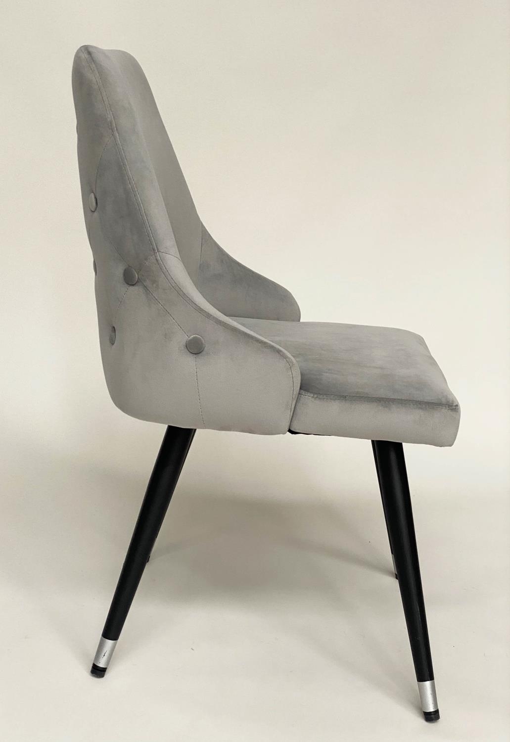 DINING CHAIRS, a set of six, grey velvet with rounded buttoned backs. (6) - Bild 2 aus 11